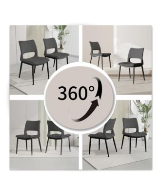 Grey PU Leather Dining Chairs (Set of 2)