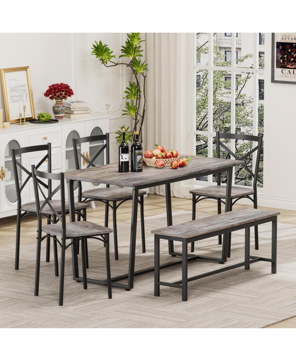 Streamdale Furniture 6-Piece Dining Set- Kitchen Table for Small Spaces
