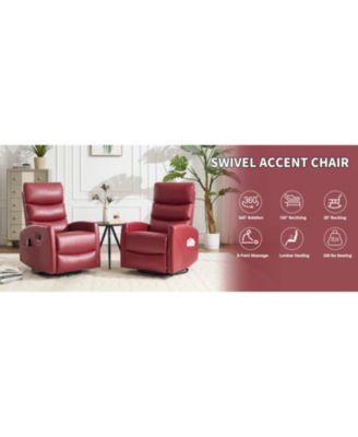 Red Fabric Heat Massage Rocker Recliner