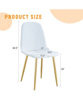 White PU Dining Chairs (Set of 4) - Golden Metal Legs