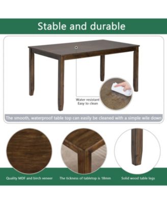 6-Piece Walnut Dining Set- Table, 4 Chairs & Bench