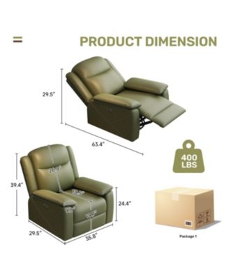 Rocker Recliner with USB, 360 Swivel, Oversized, Overstuffed - GREEN
