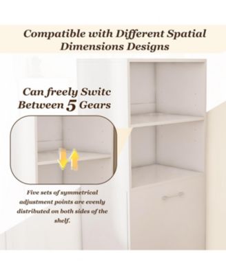 Streamdale Stretchable desk with storage shelves and wheels white