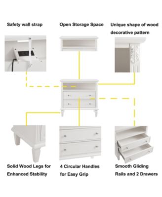 Nightstand with Charging Station and Drawers