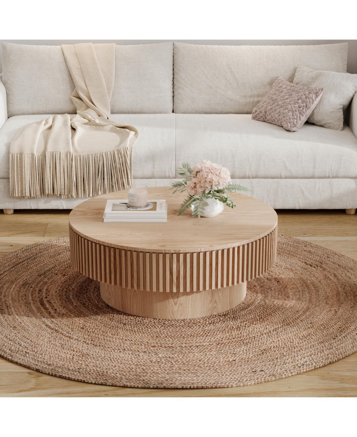 Streamdale Furniture 31.5" Round Wood Coffee Table with Storage