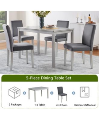 5-Piece Silver Grey Dining Set
