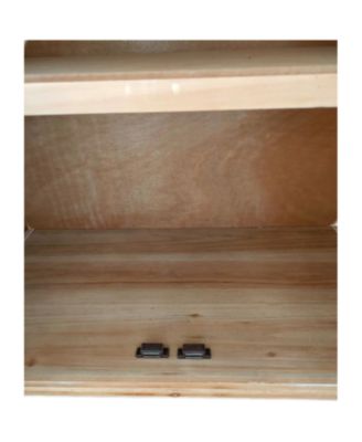 Hollow-Carved Accent Cabinet Distressed Wood Adjustable Shelves