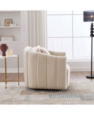 Velvet Swivel Barrel Chair & Half Sofa w/ Pillows