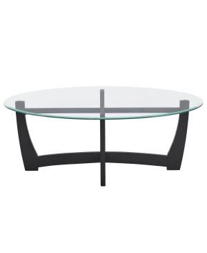 Streamdale 48" Oval Glass Coffee Table - Black Round Center Table