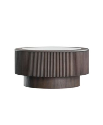 Marble Pattern Coffee Table - Round, Dark Brown