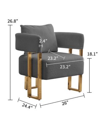 TS Modern Grey Fleece Accent Chairs Legs 2PCS