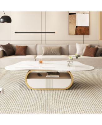 Streamdale Butterfly Coffee Table - Sintered Stone Top, Storage & Drawer