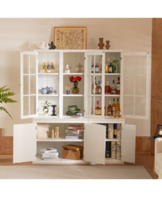 75" Pantry Cabinet Set, 60" Farmhouse Display Cabinets