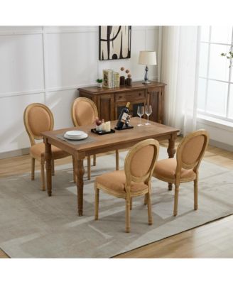  French Style Linen Dining Chairs, Set of 2, Tan