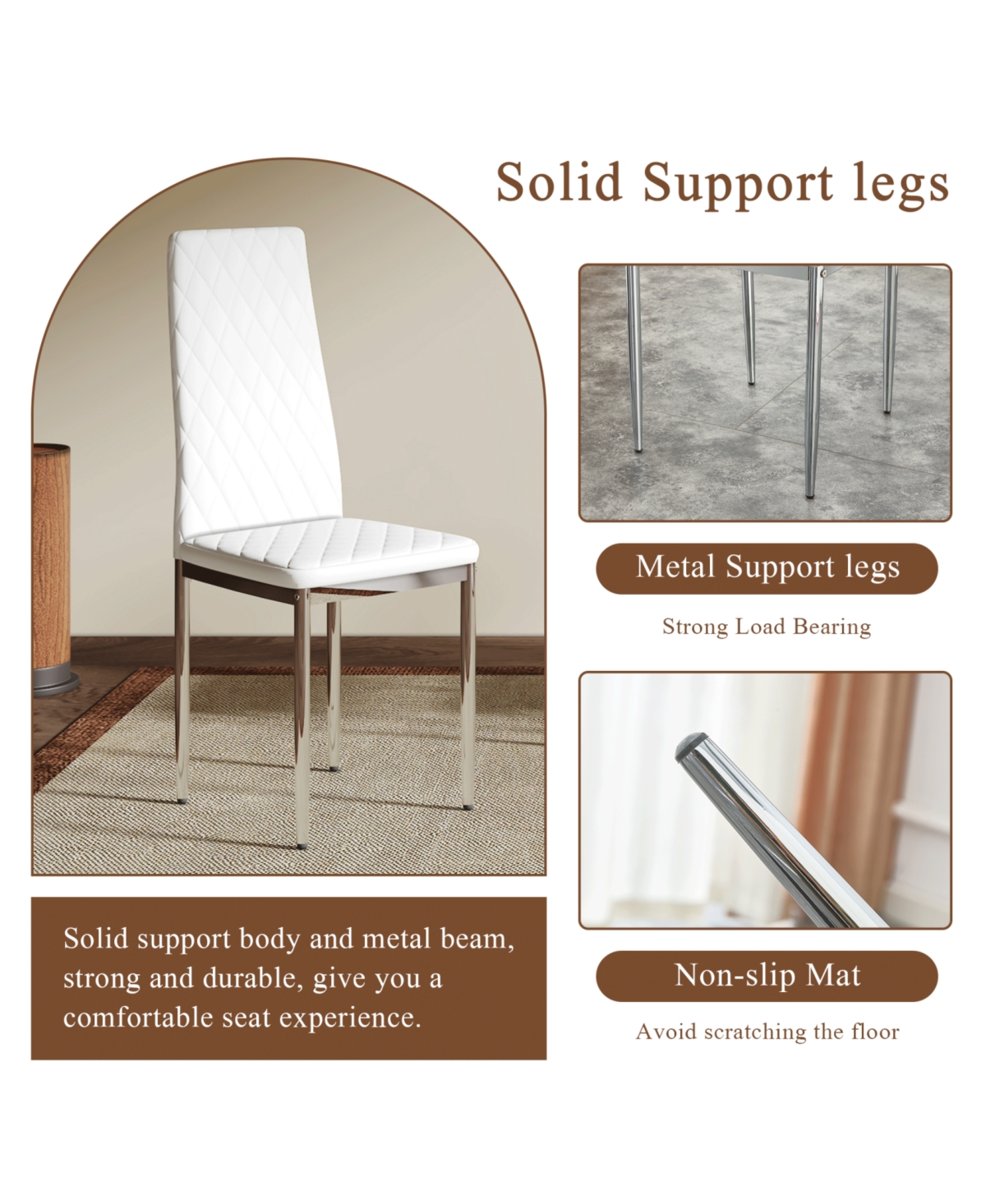 Streamdale Furniture Diamond Quilted Dining Chairs (Set of 4)