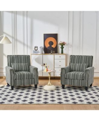  Green & White Striped Accent Chair with Nailhead Trim