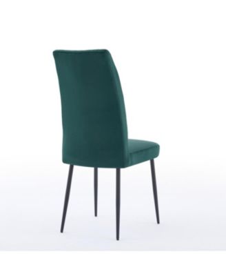 Streamdale Green Velvet Dining Chairs, Adjustable Feet, Set of 2