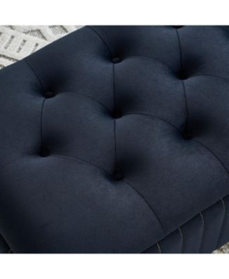 Streamdale Velvet Storage Ottoman with Gold Accents