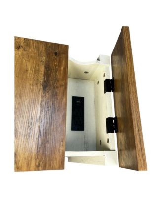 Streamdale Farmhouse End Table with Barn Door & Drawer, Charging Station