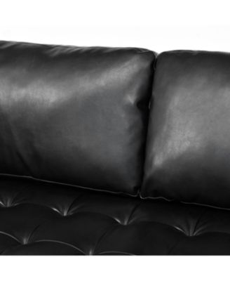 Mid-Century Modern Tufted Sofa with Bolster Pillows