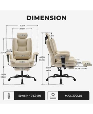 Ergonomic Office Chair 200kg Lumbar Support Beige
