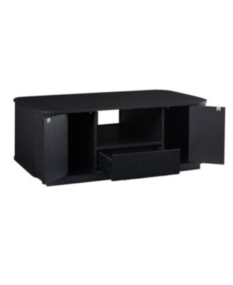  Modern Oval Coffee Table with Drawers - Black
