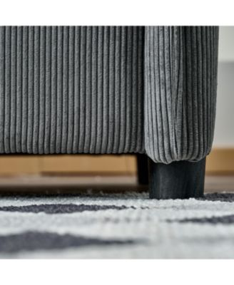 55" Corduroy Chaise Lounge with Ottoman & Storage - Grey