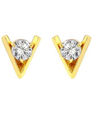 Cubic Zirconia V-Cast Post Earrings, Macy's Exclusive