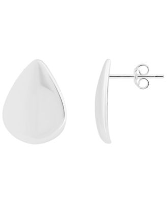 Sterling Silver Teardrop Shape Hi-Polish Dome Post Earrings, Macy's Exclusive