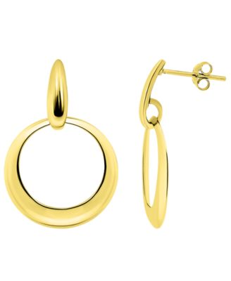 18k Gold Over Sterling Silver Circle Door Knocker Drop Post Earrings, Macy's Exclusive