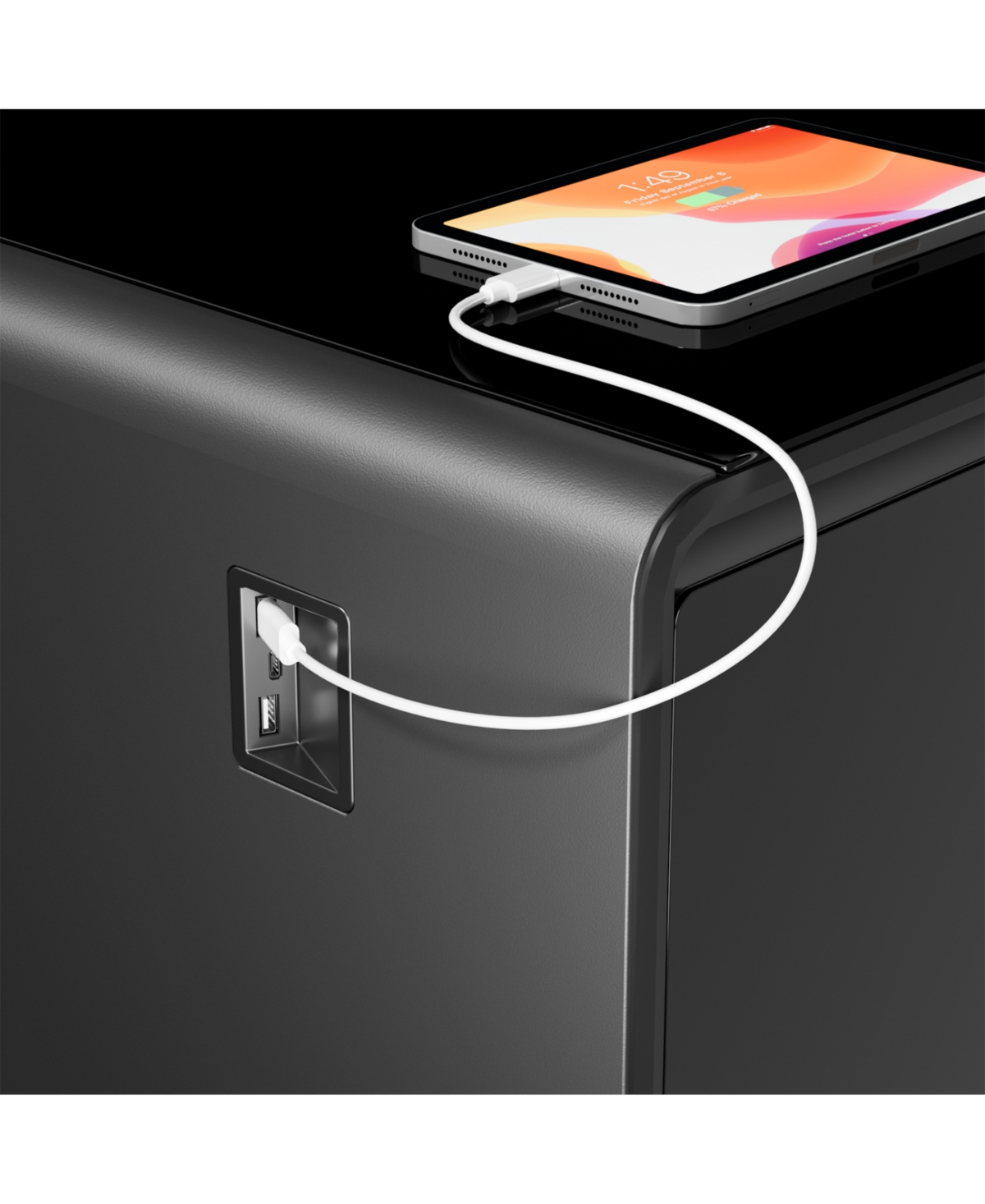 Streamdale Furniture Smart Coffee Table with Fridge, Freezer, Bluetooth, Wireless Charging - Black