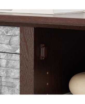 70" TV Stand with Fireplace & Storage - Cherry