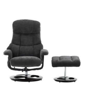Swivel Recliner Chair with Ottoman, Massage & Heat, Dark Grey