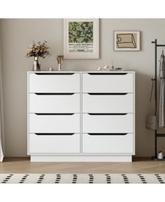 8-Drawer White Dresser, 47.2" Wide, Large Capacity Storage