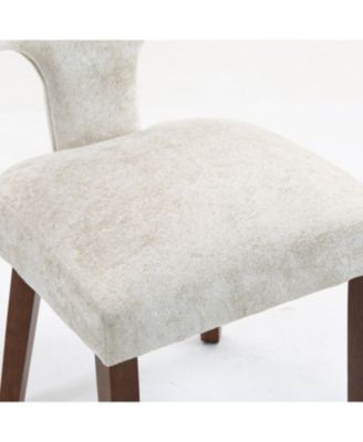 Mid Century Modern Dining Chairs Set of 2 Beige Linen