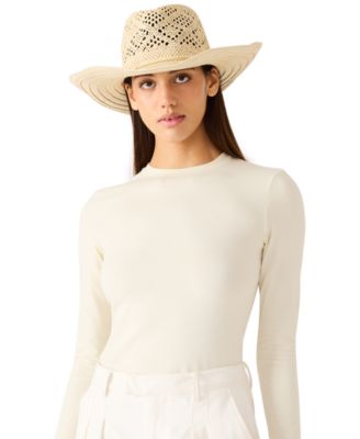 Steve Madden Women\'s Tan Lux Shine-Trim Panama Hat One Size NWT H-Reina Lux Spectrum Shine-Trim Panama Hat – On Sale Now  main image 4