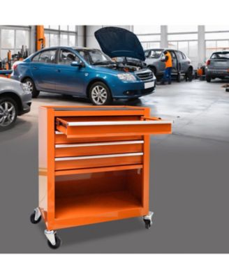  4 Drawers Multifunctional Tool Cart With Wheels-Orange