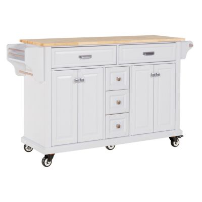 Cambridge Natural Wood Top Kitchen Island with Storage
