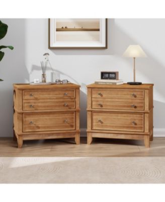 Hazel 3-Drawer Hazel 3-Drawer Side Table for Living Room, Hallway, Entryway, Set of Two