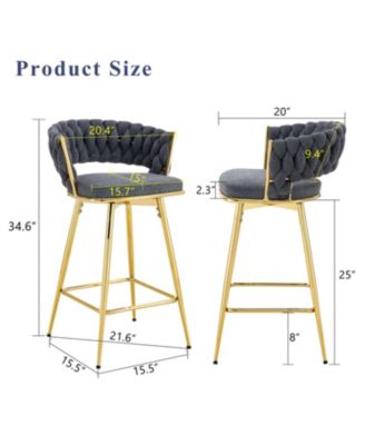 Rotating Swivel Chair Black Cotton Linen Gold Legs