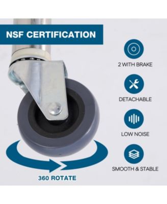 36"x24" Stainless Steel Kitchen Prep Table w/ Shelf & Wheels