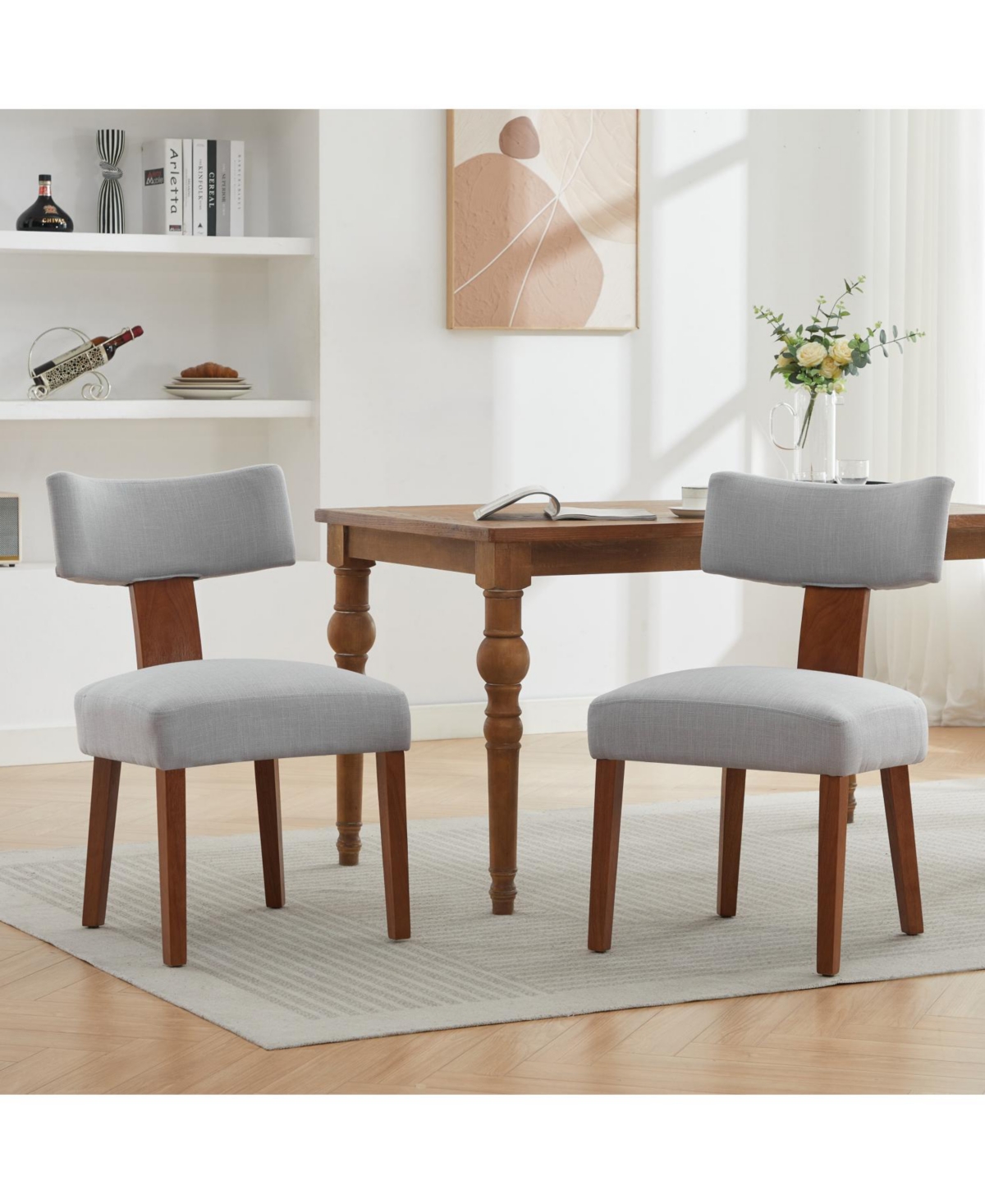 Streamdale Furniture Linen Fabric Modern Armless Dining Chairs, Gray (Set of 2