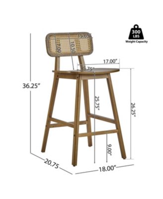 Bari Indoor Wood Barstool, Walnut Finished, Set of 2