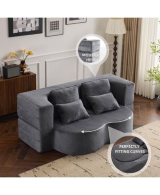 Streamdale Queen Chenille Foldable Sofa Bed - Convertible Futon Couch