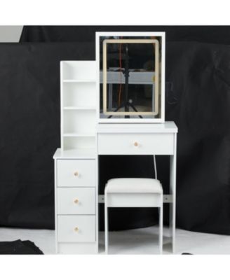 Streamdale Compact Bedside Vanity Table with LED Mirror