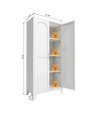 61" Metal Storage Cabinet with Adjustable Shelves (White)