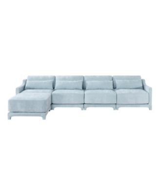 Sky Blue Chenille Sofa with Ottoman