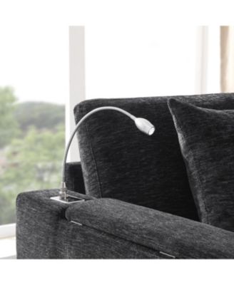 Streamdale Modular Sectional Sofa Bed- Flip Table, Lamp, Ports, Ottoman, Tufted, 6 Pillows