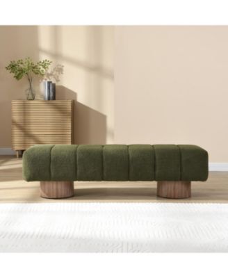 Green Boucle Upholstered Dining/Entryway Bench (300 LBS)