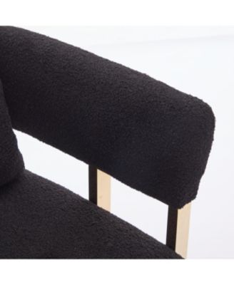 TS Modern Teddy Fleece Chair Gold Legs 2PCS Black